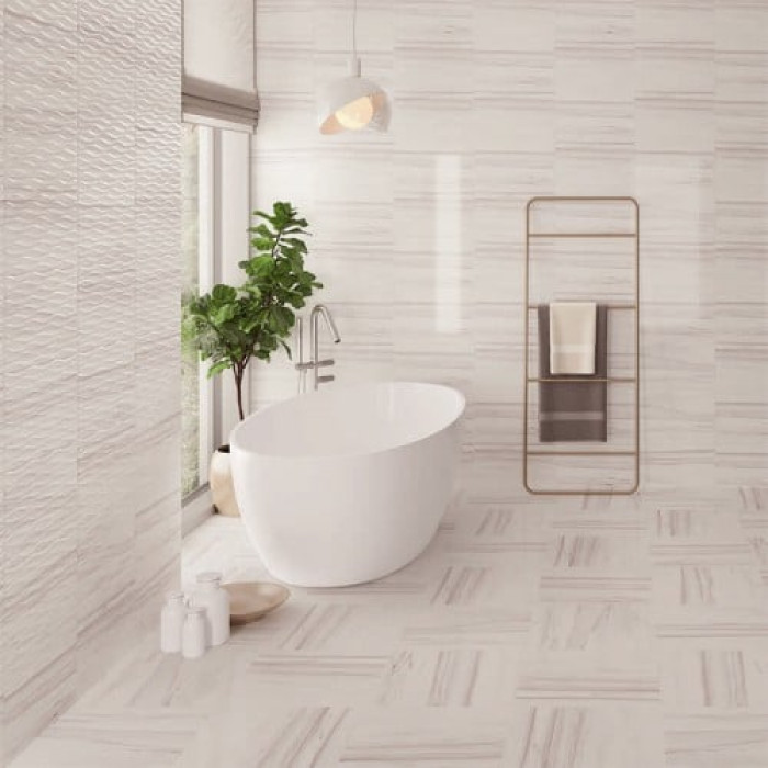 Плитка стінова Teri White GLOSSY STR 25x40 код 1565 Церсаніт
