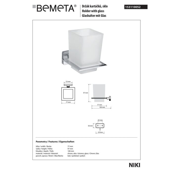 Тримач склянки+склянка Niki 153110052   Bemeta