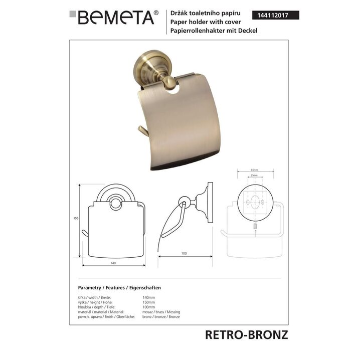 Тримач для туалетного паперу Retro (144112017), Bemeta
