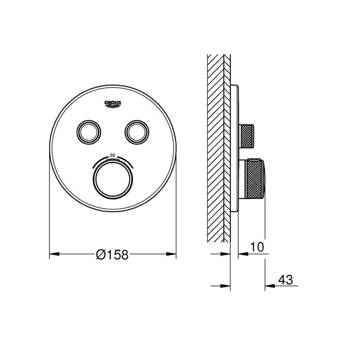 29507KF0 Grohtherm SmartControl Зовнішня частина термостату прихованого монтажу на 2 споживачі, чорний (1 сорт)