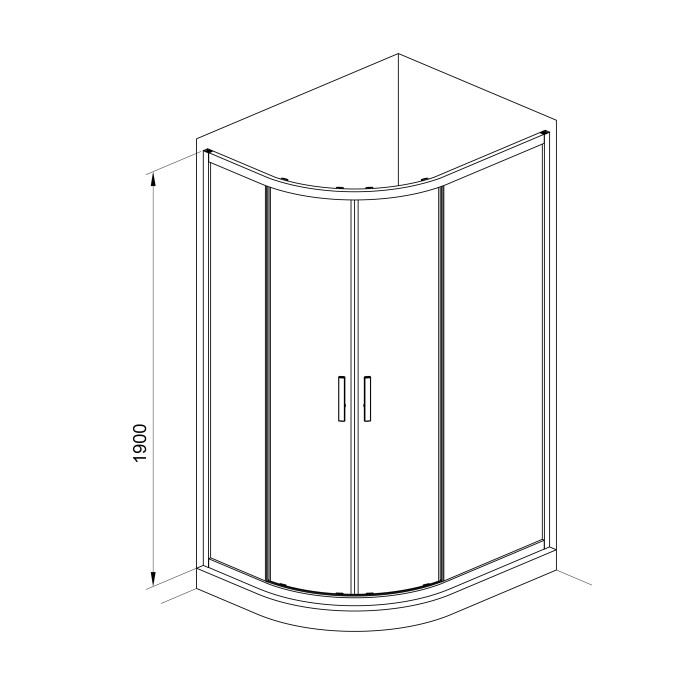 R12080RC Душова кабіна ROUND напівкругла 1200x800x1900 мм скло прозоре (2 частини)