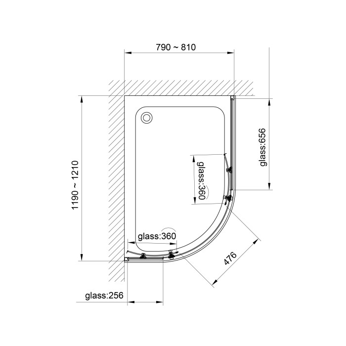 R12080RC Душова кабіна ROUND напівкругла 1200x800x1900 мм скло прозоре (2 частини)