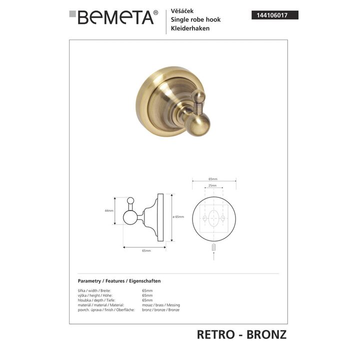 Гачок Retro (144106017), Bemeta