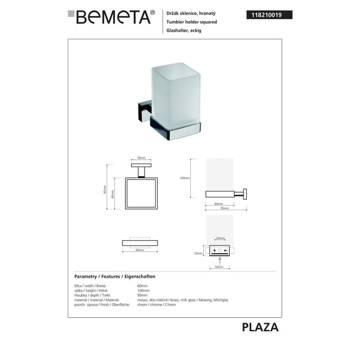Стакан з тримачем Plaza (118210019), Bemeta