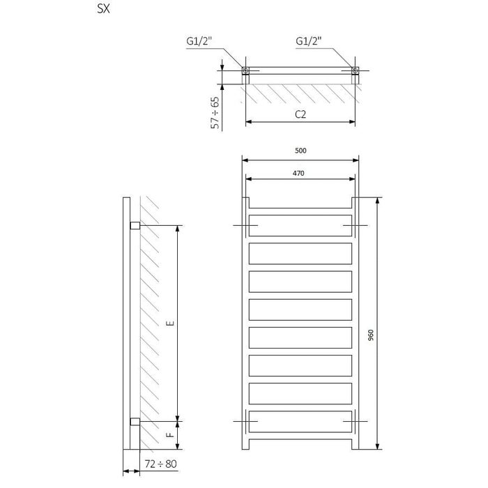 Рушникосушка 960x500 Simple WGSIM096050KRGYSX Terma