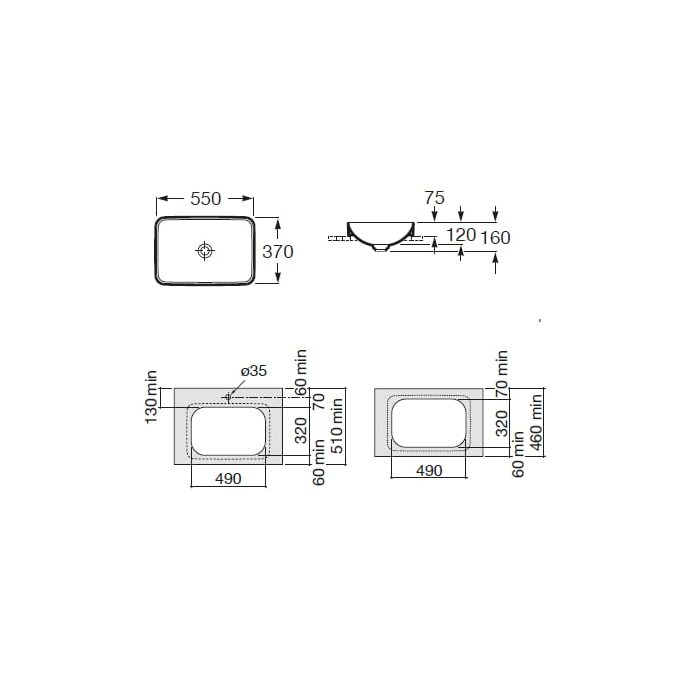 Умивальник Inspira Square 370х550 A327534000 Roca