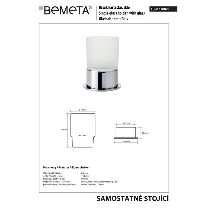 Стакан з тримачем Omega (138110061), Bemeta