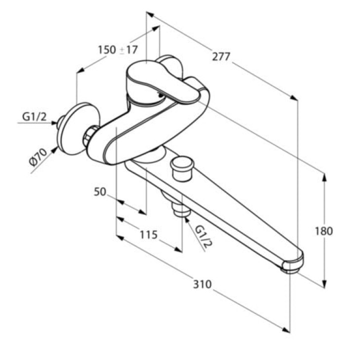 Змішувач для ванни DN 15 Objekta (324910575), Kludi