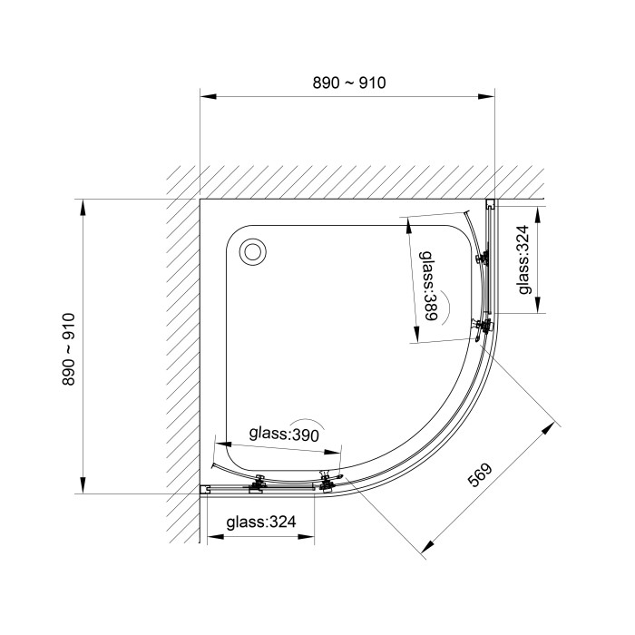 R90RCB Душова кабіна ROUND напівкругла чорна 900x900x1900 мм скло прозоре