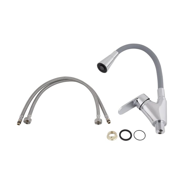 Змішувач для кухні Lidz Tani 007F3 з гнучким виливом (k40) LDTAN007F3GCR31869 Chrome/Grey