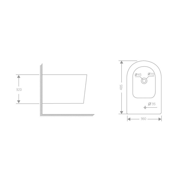 Біде підвісне Qtap  Swan 485х360х320 мм, White QT16555379W