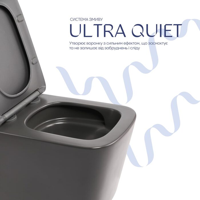 Унітаз підвісний Tern Ultra Quiet 490×365×325 мм, Anthracite, з сидінням Slim Duroplast / Soft-close / Quick Release QT17332303ASAN Qtap