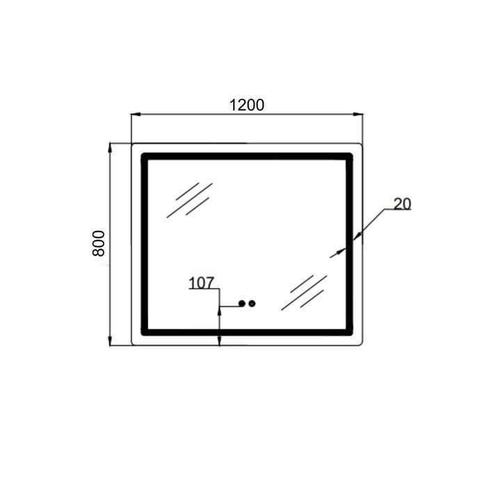Дзеркало Qtap Mideya MI1) 1200х800 з LED-підсвічуванням Touch, з антизапотіванням, димером, рег. яскравості QT2078F12080