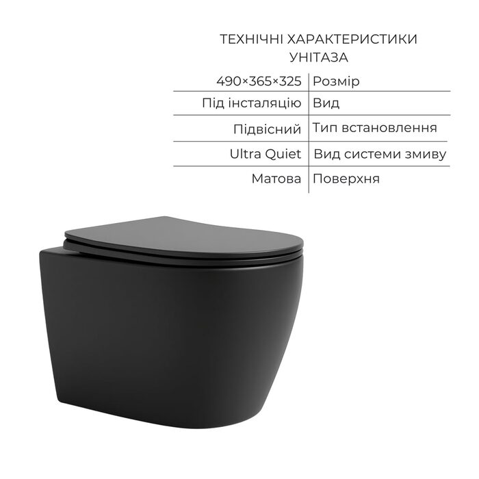 Комплект Qtap Robin Anthracite 3 в 1: підвісний унітаз Ultra Quiet + біде підвісне + раковина накладна QTROBAN49157