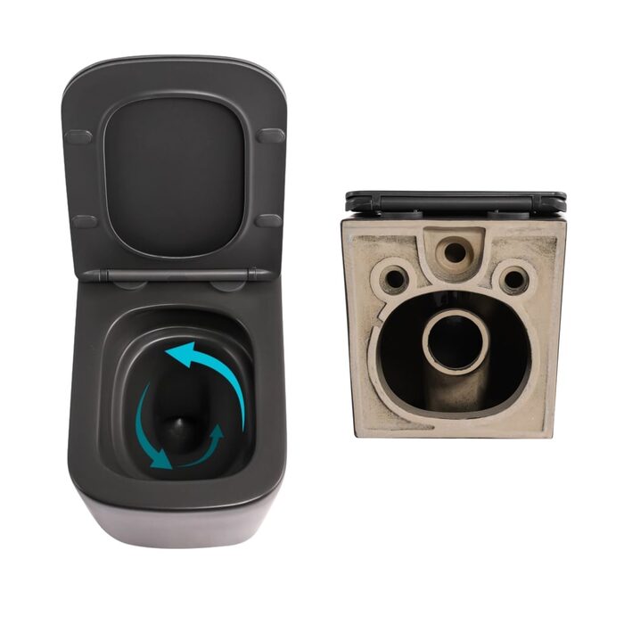 Комплект Qtap Tern Anthracite 3 в 1: підвісний унітаз Ultra Quiet + біде підвісне + раковина накладна QTROBAN49157