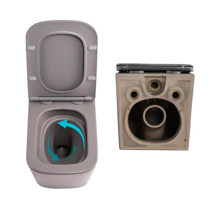 Комплект Qtap Tern Stone grey 3 в 1: підвісний унітаз Ultra Quiet + біде підвісне + раковина накладна QTTERSG49162
