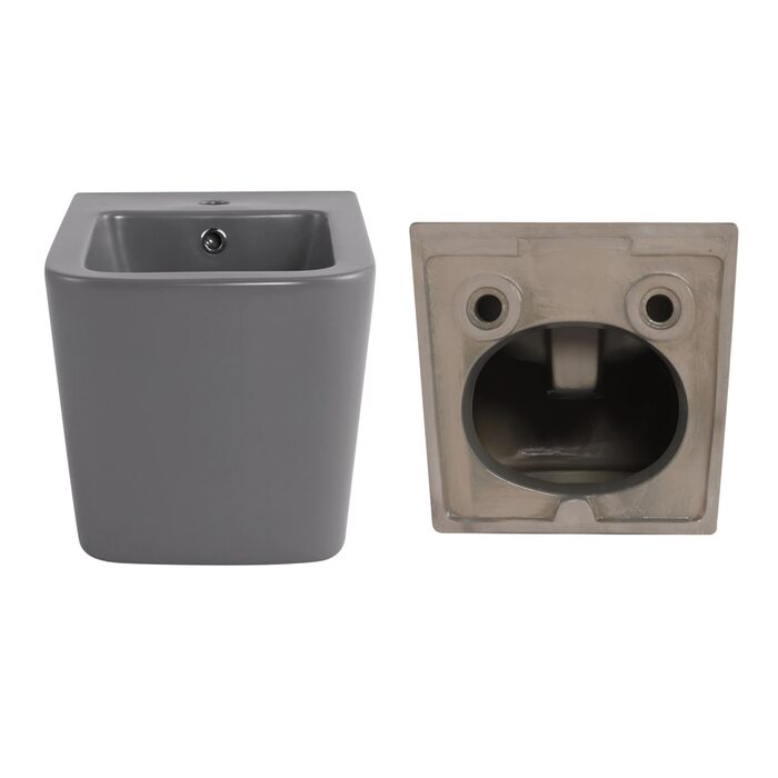 Комплект Qtap Tern Stone grey 3 в 1: підвісний унітаз Ultra Quiet + біде підвісне + раковина накладна QTTERSG49162