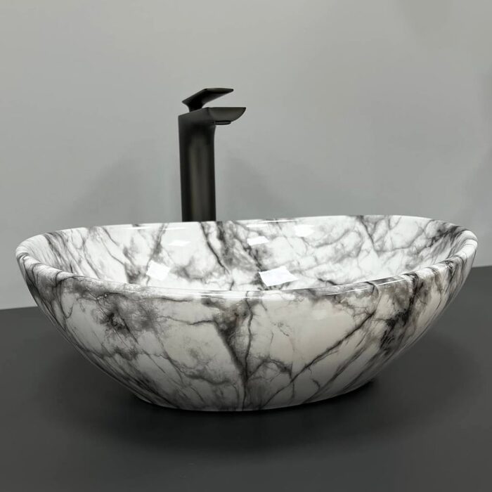 Умивальник (раковина) VBI PARMA STATUARIO BLACK VEINS GLOSSY накладний