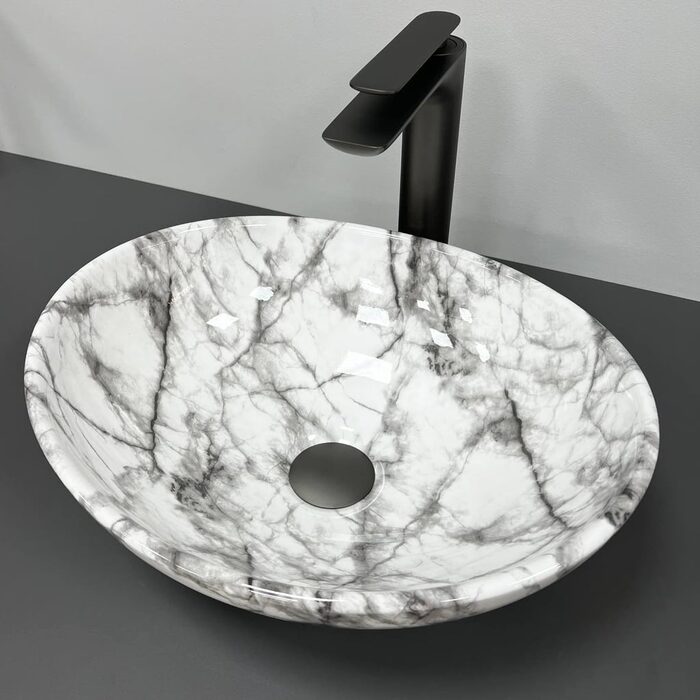 Умивальник (раковина) VBI PARMA STATUARIO BLACK VEINS GLOSSY накладний