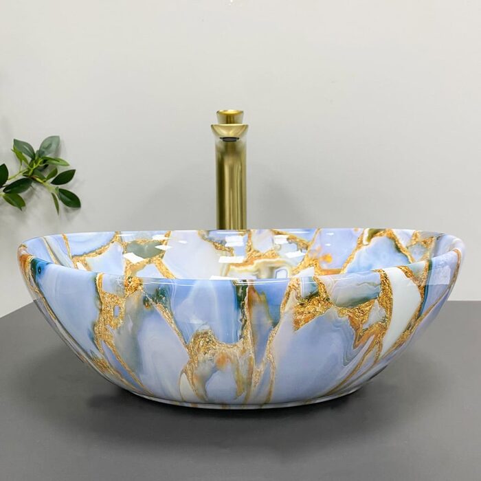 Умивальник (раковина) VBI PARMA MARBLE BLUE GLOSSY накладний