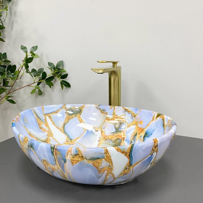 Умивальник (раковина) VBI PARMA MARBLE BLUE GLOSSY накладний