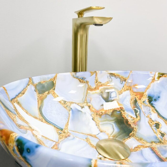 Умивальник (раковина) VBI PARMA MARBLE BLUE GLOSSY накладний