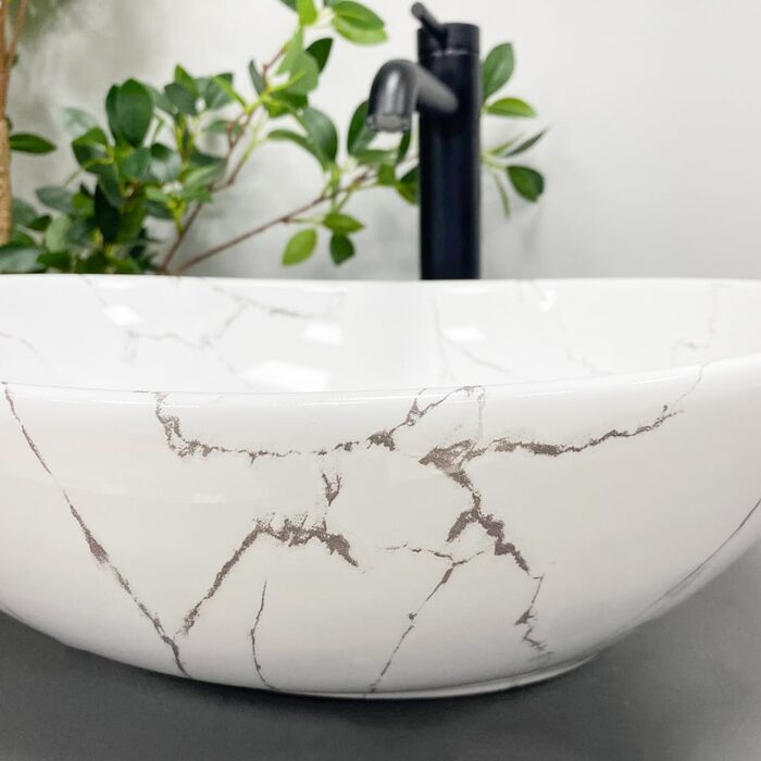 Умивальник (раковина) VBI PARMA WHITE STONE GLOSSY накладний
