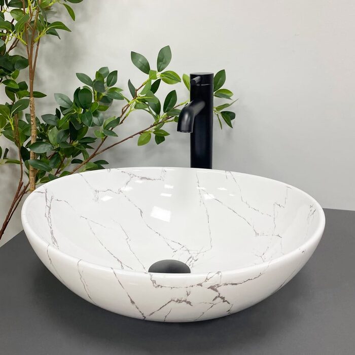 Умивальник (раковина) VBI PARMA WHITE STONE GLOSSY накладний