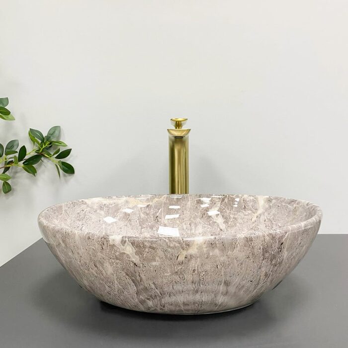 Умивальник (раковина) VBI PARMA GREY STONE GLOSSY накладний