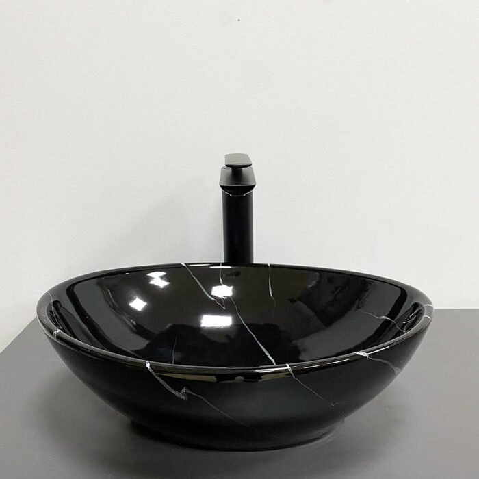 Умивальник (раковина) VBI PARMA BLACK MARMO GLOSSY накладний