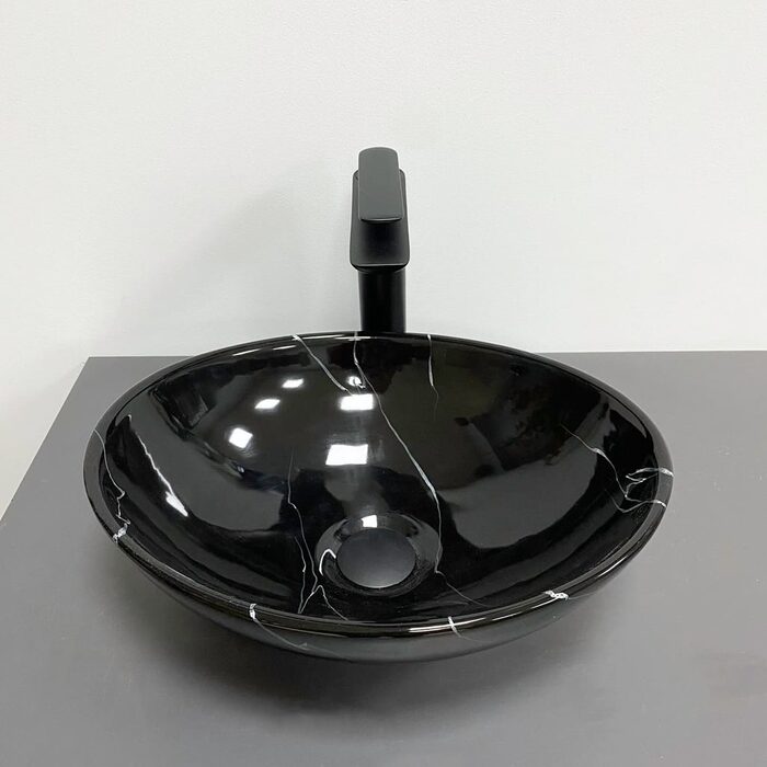 Умивальник (раковина) VBI PARMA BLACK MARMO GLOSSY накладний