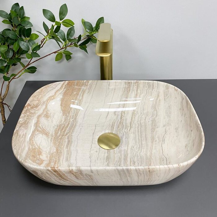 Умивальник (раковина) VBI RAVENNA TRAVERTINE GLOSSY накладний