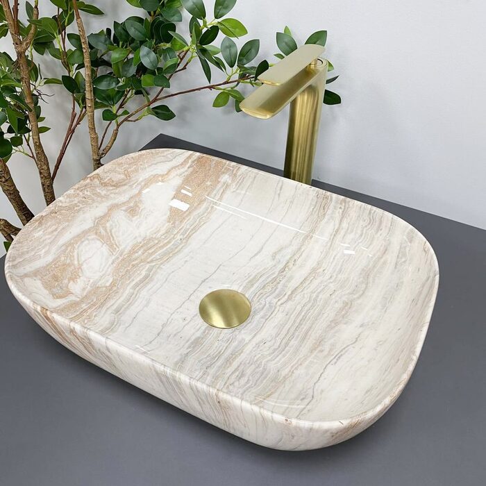 Умивальник (раковина) VBI RAVENNA TRAVERTINE GLOSSY накладний