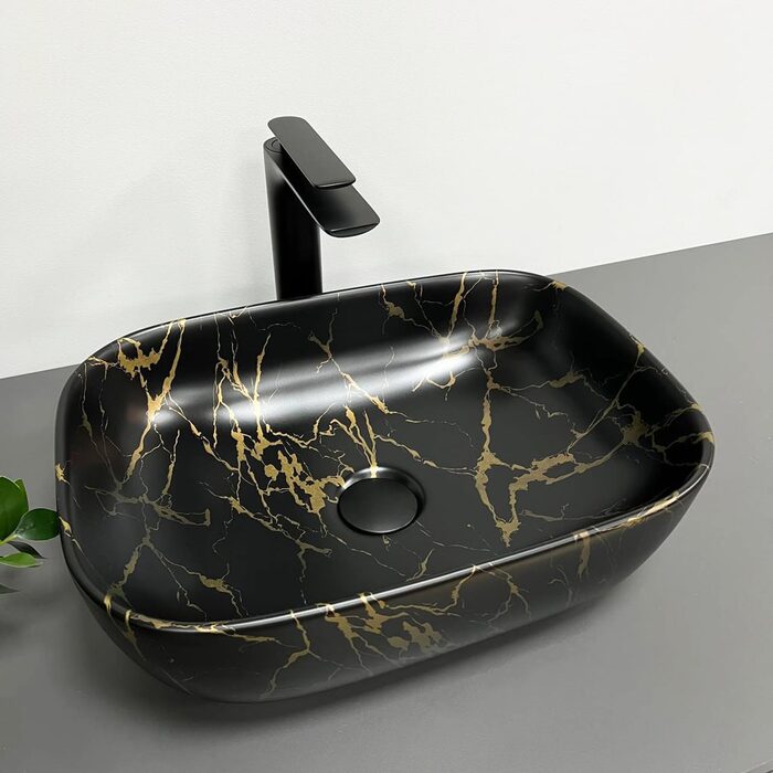 Умивальник (раковина) VBI RAVENNA MARBLE BLACK MATT накладний