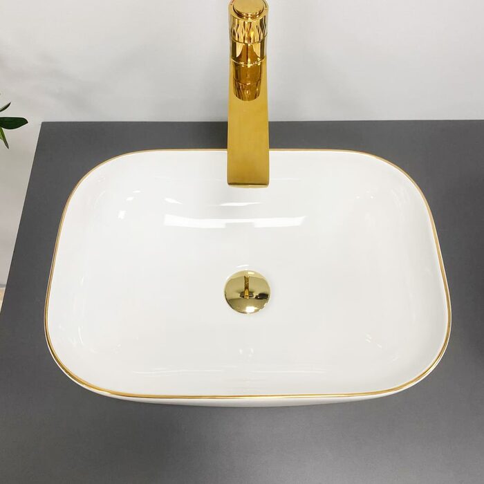 Умивальник (раковина) VBI RAVENNA WHITE GOLD EDGE накладний