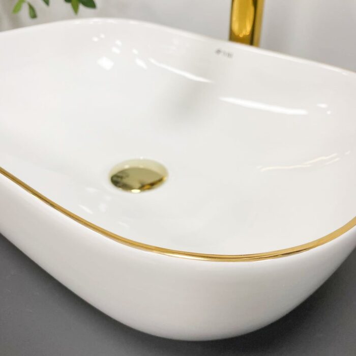 Умивальник (раковина) VBI RAVENNA WHITE GOLD EDGE накладний