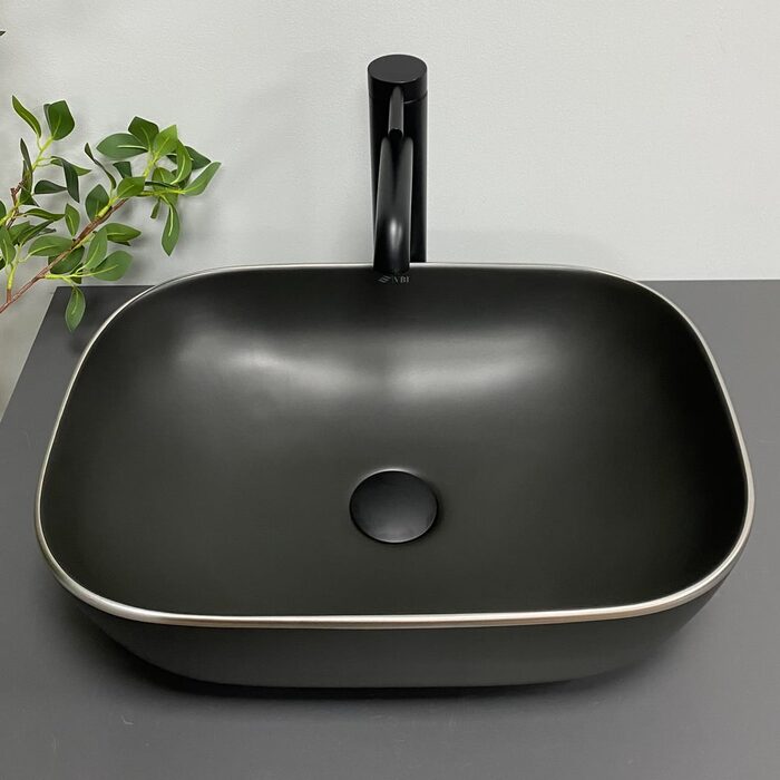 Умивальник (раковина) VBI RAVENNA BLACK MATT SILVER EDGE накладний