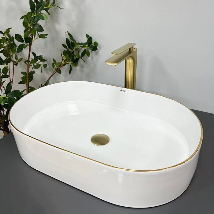 Умивальник (раковина) VBI VERONA 60 WHITE GOLD EDGE накладний