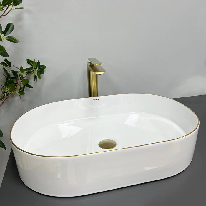 Умивальник (раковина) VBI VERONA 60 WHITE GOLD EDGE накладний