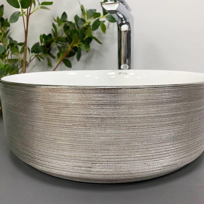Умивальник (раковина) VBI PRATO BRUSH SILVER WHITE накладний