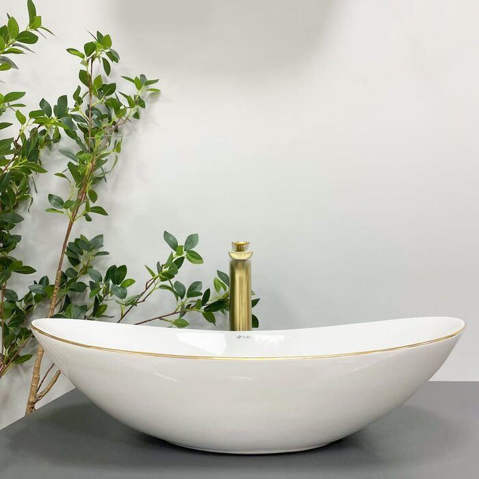 Умивальник (раковина) VBI TURIN WHITE GOLD EDGE накладний