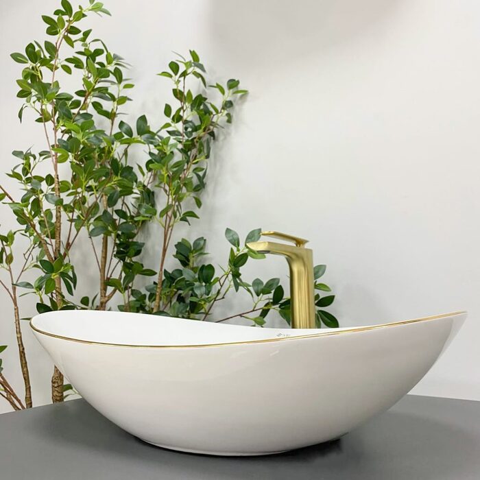 Умивальник (раковина) VBI TURIN WHITE GOLD EDGE накладний