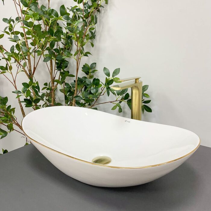 Умивальник (раковина) VBI TURIN WHITE GOLD EDGE накладний