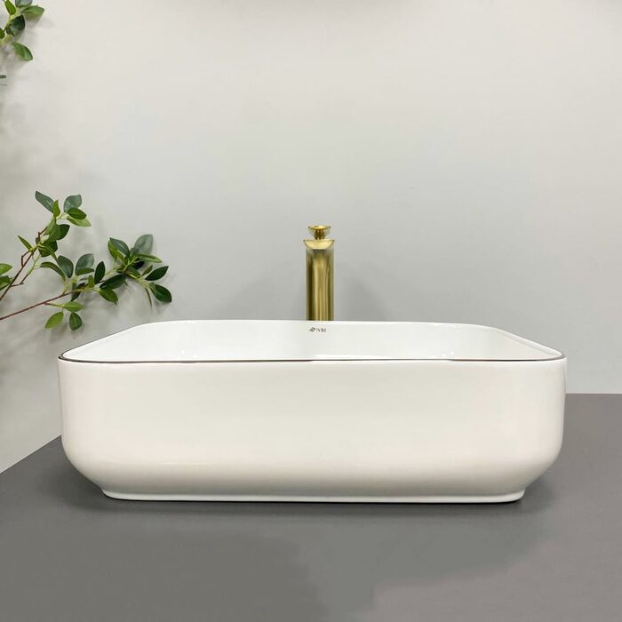 Умивальник (раковина) VBI PALERMO WHITE ROSE GOLD EDGE накладний