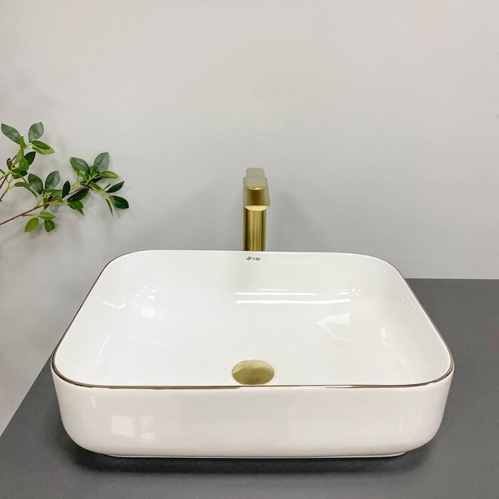 Умивальник (раковина) VBI PALERMO WHITE ROSE GOLD EDGE накладний