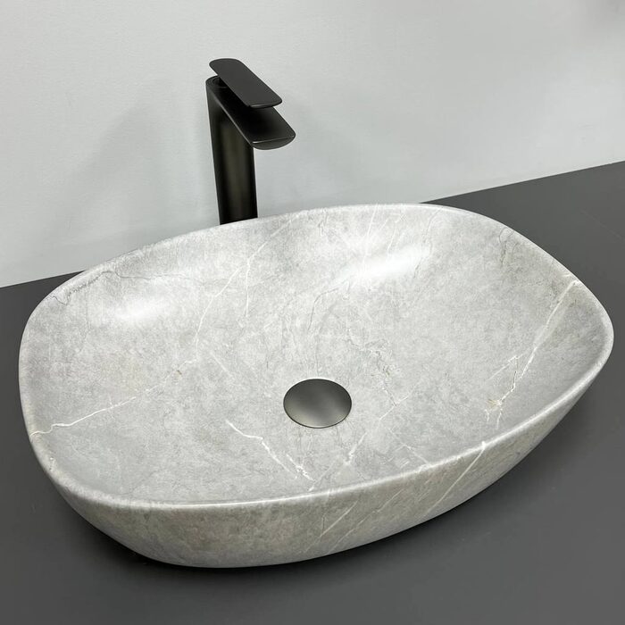Умивальник (раковина) VBI OLBIA GREY STONE MATT накладний