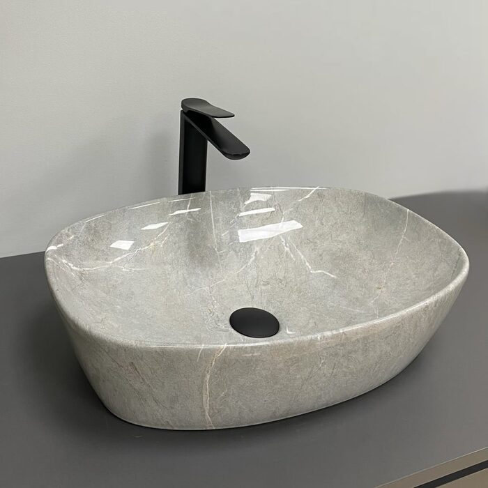 Умивальник (раковина) VBI OLBIA GREY STONE GLOSSY накладний