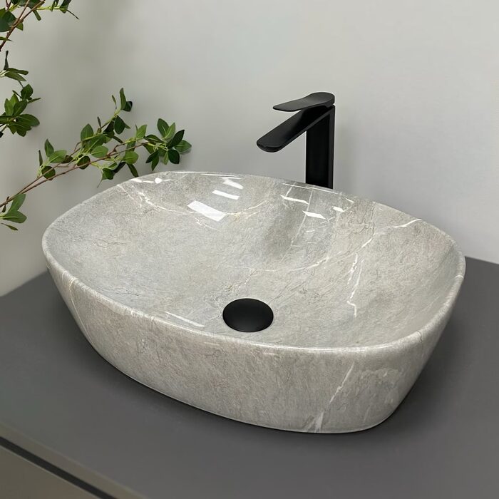 Умивальник (раковина) VBI OLBIA GREY STONE GLOSSY накладний