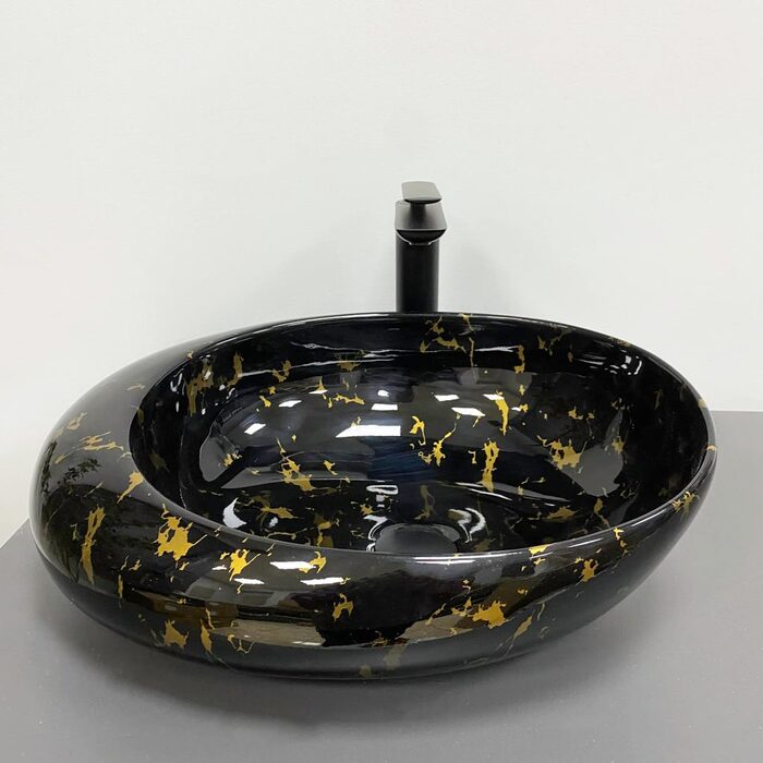 Умивальник (раковина) VBI RICCIA BLACK MARMO GLOSSY накладний