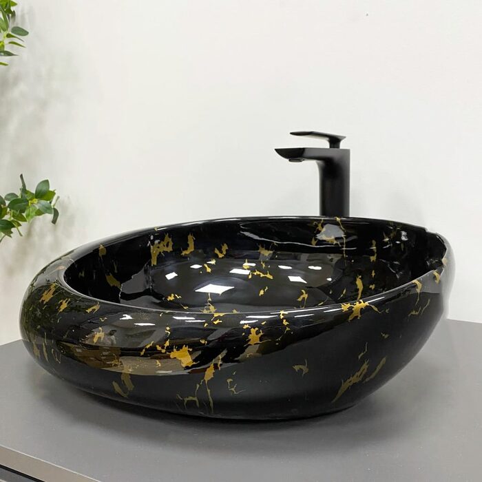 Умивальник (раковина) VBI RICCIA BLACK MARMO GLOSSY накладний